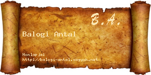 Balogi Antal névjegykártya